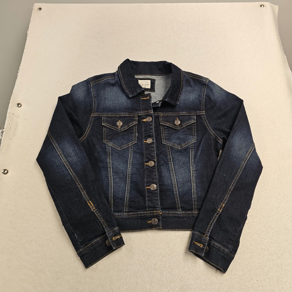 Wax Jean Basic Denim Jacket Dark Wash Cropped Trucker Plus Size 1XL 6724